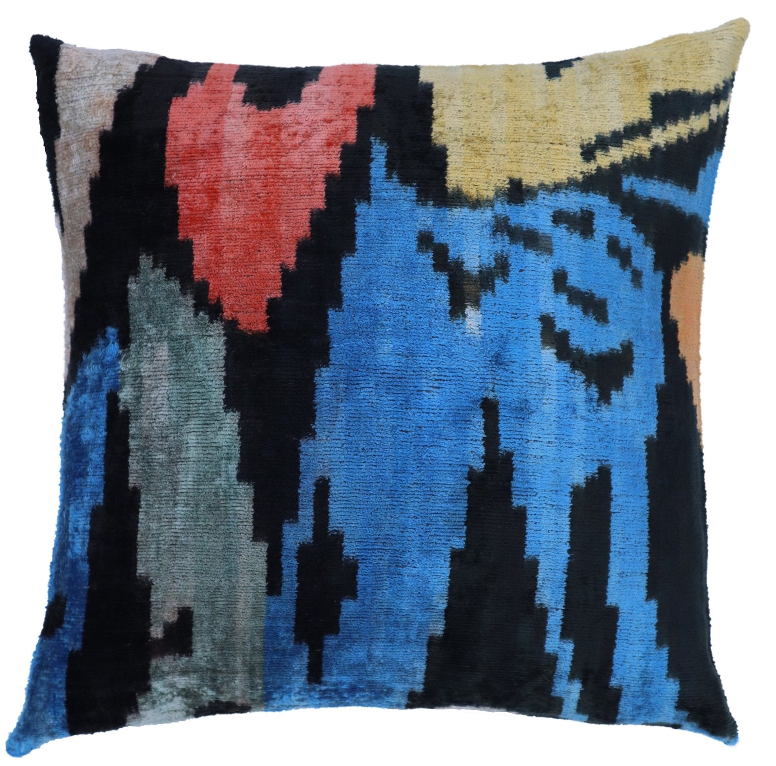 Canvello Velvet Abstract Square Pillow with Down Insert - 18x18 in