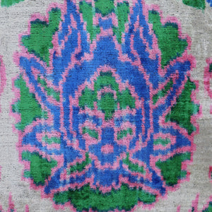 Canvello Velvet Floral Navy Pink Throw Pillow with Down Insert - 18x18 in