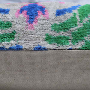 Canvello Velvet Floral Navy Pink Throw Pillow with Down Insert - 18x18 in