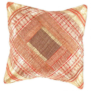 Canvello Vintage Design Sari Silk Square Pillow - 16" X 16"
