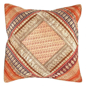 Canvello Vintage Design Sari Silk Square Pillow - 16" X 16"