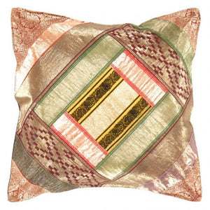 Canvello Vintage Design Sari Silk Square Pillow - 16" X 16"