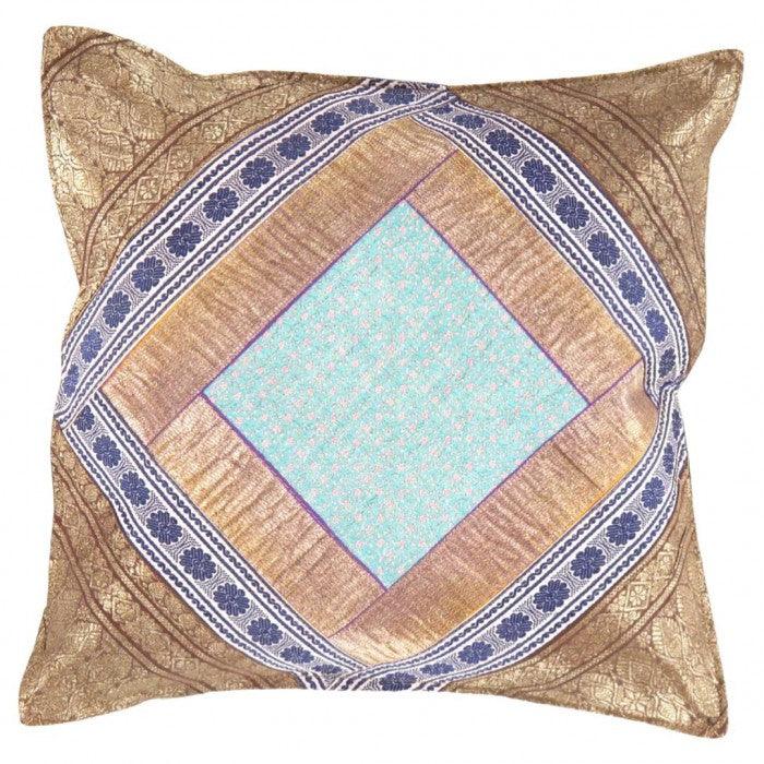 Canvello Vintage Design Sari Silk Square Pillow - 16" X 16"