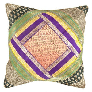 Canvello Vintage Design Sari Silk Square Pillow - 16" X 16"