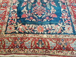 4' X 7' Vintage Handmade Turkish Wool Rug Flowers Birds Tree Of Life Blue Red