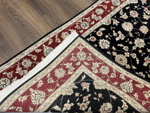 Pak Persian Rug 3x5, Black and Red, Floral Allover, Vintage Hand Knotted Wool Oriental Carpet, Pakistani Rug, Small Handmade Area Rug 3 x 5