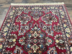 Karastan Rug 4.6 x 6 Lanamar Sarouk #5528, Red Wool Karastan Oriental Carpet, Discontinued, Antique, Wool Pile