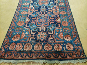 3'10" X 10' Antique Caucasian Seychor Rug Hand Made Wool Carpet Organic Dye Nice