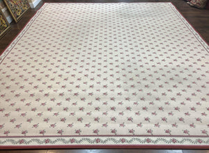 Stark Rug 12x14, Vintage Stark Carpet 12 x 14, Large Palace Size Rug, Beige, Repeated Floral Motif