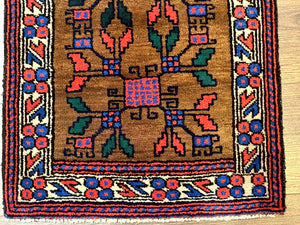 Small Persian Baluchi Rug, Tribal Rug, Brown, Multicolor