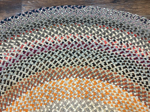Large American Braided Rug 9x9, Multicolor Vintage Braided Carpet