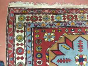 4' X 6' Vintage Handmade Caucasian Shirvan Russian Armenian Wool Rug Colorful
