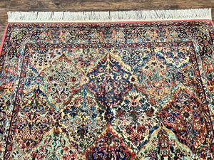 Karastan Multicolor Panel Kirman Rug #717, Wool Karastan Rug 5.9 x 9, Vintage Multipanel Kirman, Original Karastan Collection 700 Series