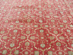 12' X 18' Palace Size Handmade Egyptian Wool Rug Carpet Soft Colors Red & Beige