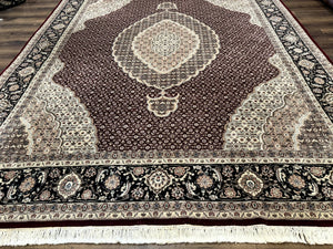 Sino Persian Rug 8x10, Herati, Elegant Oriental Carpet, Dark Maroon