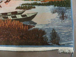 2' X 3' Vintage Handmade Pakistan Pictorial Rug Carpet Scenery Bird Tree Wow