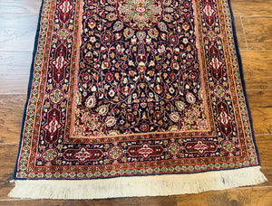 Indo Kashmiri Rug 3x5, Navy Blue, Very Fine 400 KPSI, Pair A