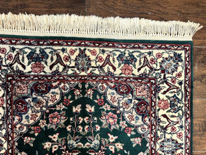 Sino Persian Runner Rug 2.7 x 12, Floral Allover, Dark Green, Vintage HandmadeOriental Carpet for Hallway, 12ft Runner, 200 KPSI