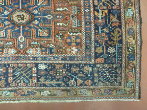 Persian Karajeh Rug 5x6, Antique Geometric Medallion Carpet