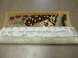 3' X 4' Vintage Hand Crafted Israel Wool Rug Carpet Wall Hanging Signed Hebrew