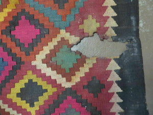 7' X10' Antique Afghan Kilim Handmade Flat Weave Wool Rug Vegy Organic Colorful