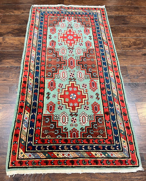 Colorful Turkish Rug 3x6, Geometric Heriz Oriental Carpet, Wool Hand Knotted Vintage Carpet, Oriental Rug 3 x 6