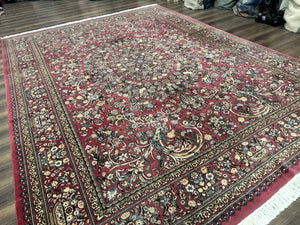 Sino Persian Rug 9x12, Fine 290 KPSI, Rose-Red, Floral Allover