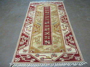 4' X 6' Vintage Handmade Knotted Turkish Kazak Pattern Wool Rug Carpet Nice