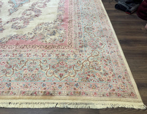 10x14 Karastan Kirman Rug #784 Pastel Ivory Kirman Medallion, Wool Antique Original 700 Series