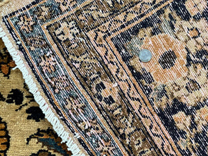 Antique Persian Rug 9x11, Wool Handmade 1920s Oriental Carpet, Persian Hamadan Anjelas Rug, Cream Black, Floral Allover Oriental Rug 9 x 11 Room Sized Rug