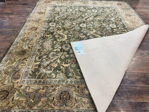 Pottery Barn Rug 8x10, Wool Hand Tufted Vintage Indian Carpet, Room Sized Wool Pile Floral Rug