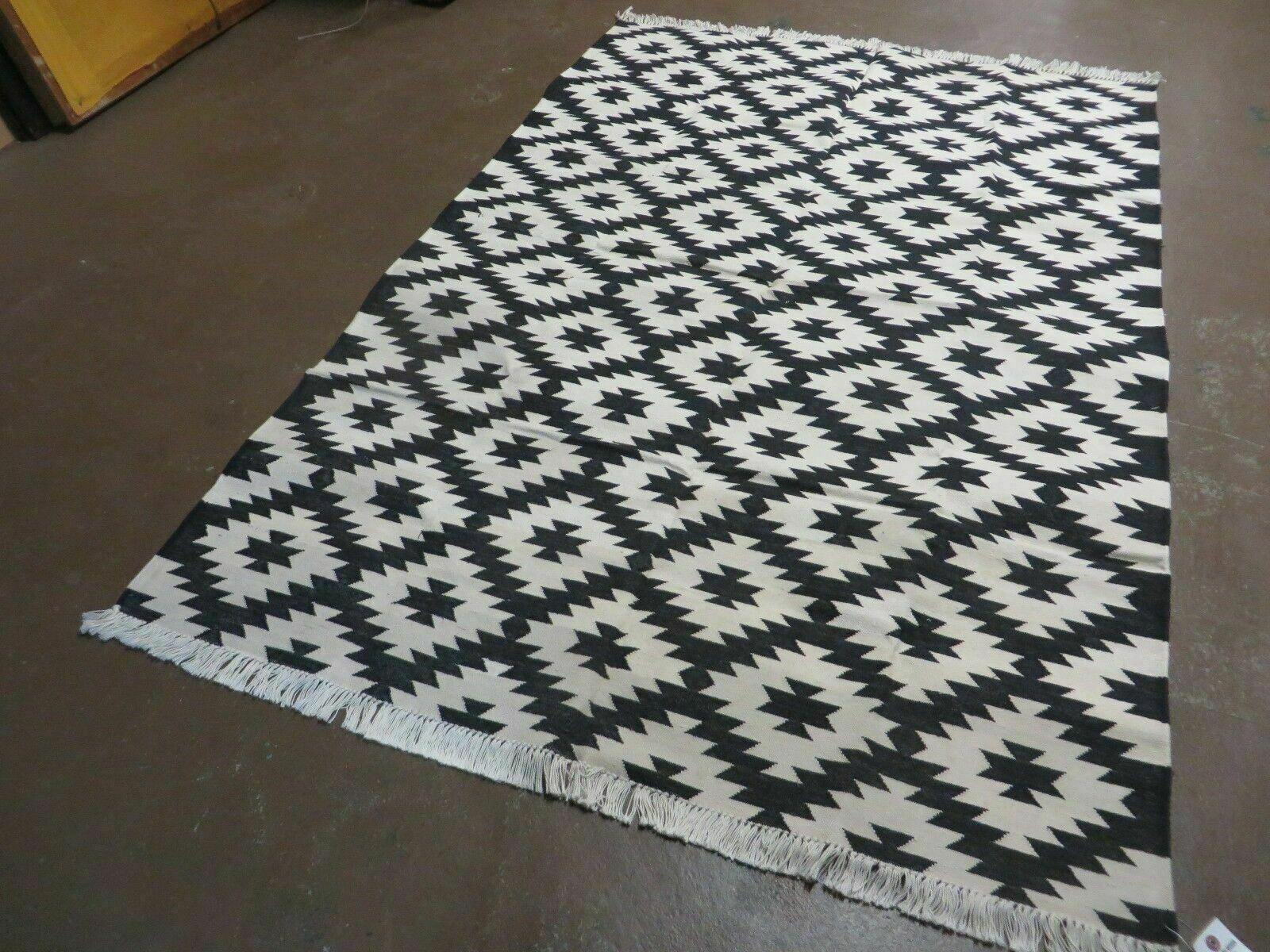 4' X 6' Hand Woven Wool Rug Contemporary Kilim Dhurrie Modern Oriental Area Rug