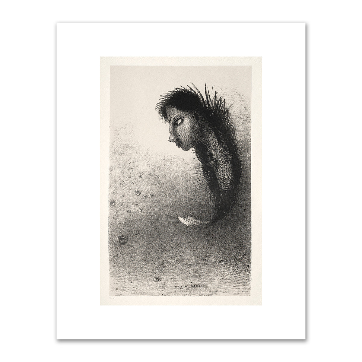 The Temptation of Saint Anthony (First Series): Then There Appears a Singular Being, Having the Head of a Man on the Body of a Fish by Odilon Redon