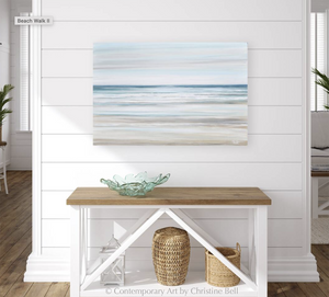 "Beach Walk II" GICLEE PRINT Coastal Abstract Painting, Light Blue, Grey, White