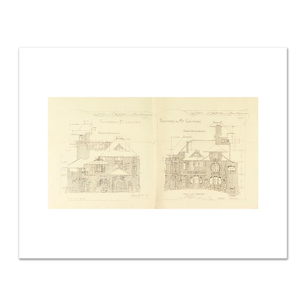 Drawing, Elevations, Principal and Rear FaÃ§ades, Castel d'Orgeval, Parc Beausejour, near Paris, no. 9 by Hector Guimard