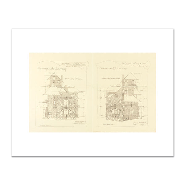 Drawing, Elevations, Right and Left Lateral FaÃ§ades, Castel d'Orgeval, Parc Beausejour, near Paris, no. 9 by Hector Guimard