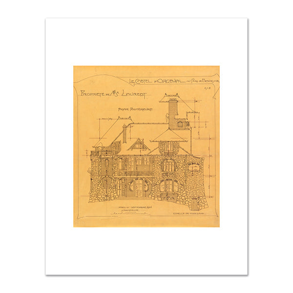 Drawing, Elevations, Rear FaÃ§ade, Castel d'Orgeval, Parc Beausejour, near Paris, Castel d'Orgeval, Parc Beausejour, near Paris by Hector Guimard