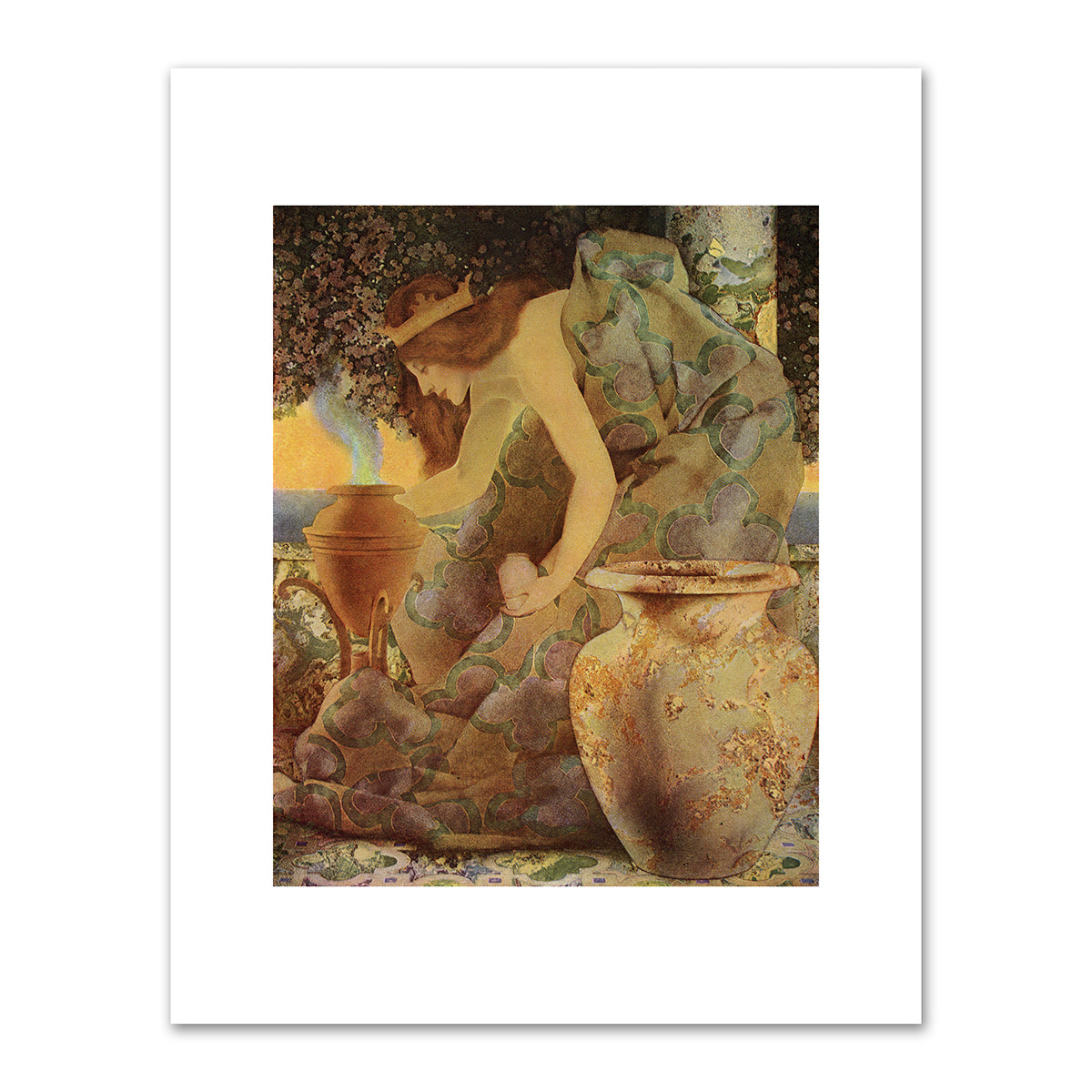 Queen Gulnare of the Sea Summoning Her Relations by Maxfield Parrish