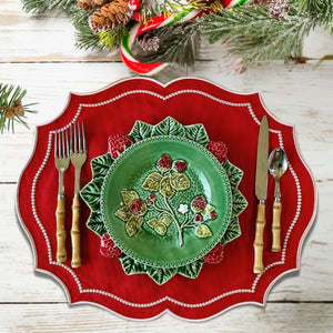 CRIMSON RED OVAL FABRIC PLACEMAT (Set Of 4)