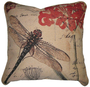 DaDa Bedding Dragonfly Dreams Elegant Insect Bug Throw Pillow Cushion Cover - 1-Piece - 18"