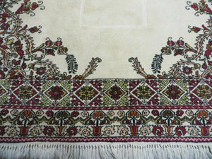 7x10 Moroccan Rug, Open Field Medallion, Berber Carpet, Hand Knotted Soft Wool Area Rug, Cream Color Background, Vintage Rug, Room Sized Rug