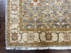 Pakistani Peshawar Rug 3.6 x 5, Safavieh Wool Handmade Hand Knotted Vintage Rug, Panel Design Oriental Carpet, Pair C