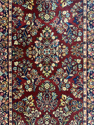 Small Karastan Rug 2.6 x 4 Red Sarouk #785, Karastan Wool Pile Rug, Original 700 Series, Discontinued Vintage Karastan Carpet