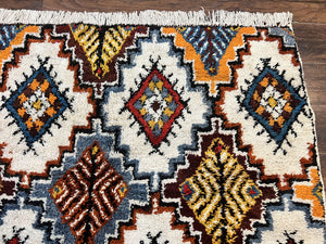 Moroccan Rug 5.9 x 7.6, Colorful Geometric Panel, Soft Wool, Handmade, Multicolor, Vintage Moroccan Carpet, Berber Rug, Rabat Rug