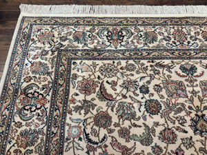 Karastan Rug #738 Tabriz Design 8.8 x 10.6, Room Sized Wool Pile Karastan Carpet, Vintage Discontinued Karastan Area Rug, Ivory, Floral Rug