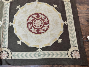 Needlepoint Rug 11x19, Oversized Wool Hand Woven Vintage Carpet, Panel Design, Palace Size Handmade Flatweave Rug, Extra Large, Multicolor