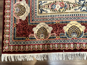 Wonderful Aubusson Rug 10x14, Red Maroon, Elegant, Fine 200 KPSI