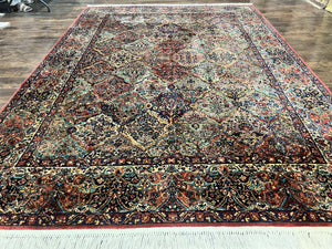 Karastan Rug Multicolor Panel Kirman #717, 8.8 x 12 Karastan Carpet, Vintage Multipanel Kirman, Original 700 Series, Wool, Vintage