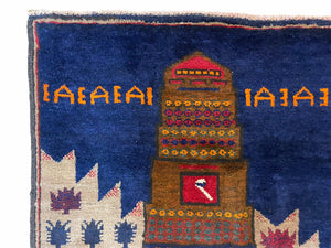 3 X 4.5 Vintage Handmade Tribal Wool Rug Baluchi Rug Afghan Rug Red Blue Beige