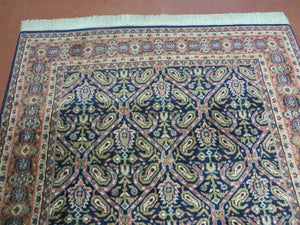 4' X 6' Vintage Fine Handmade India Floral Oriental Wool Rug Carpet Blue Red